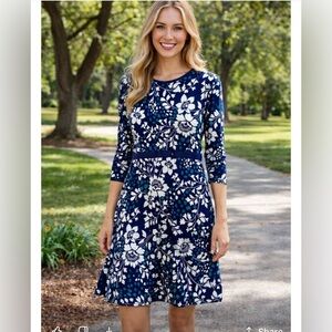 Draper James Blue Green White floral dress size M